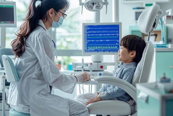 Pediatrician consulting a child at the best pediatric OPD center in Patparganj